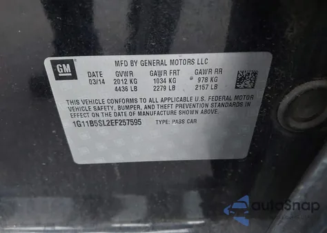 2014 Chevrolet Malibu 1Ls from USA, damaged, VIN 1G11B5SL2EF257595